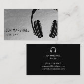 DJ-Kopfhörer auf Imitaten silber Visitenkarte (Vorne/Hinten)