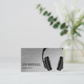 DJ-Kopfhörer auf Imitaten silber Visitenkarte (Stehend Vorderseite)