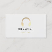 DJ-Kopfhörer für goldene Musik auf weiß Visitenkarte (Vorderseite)