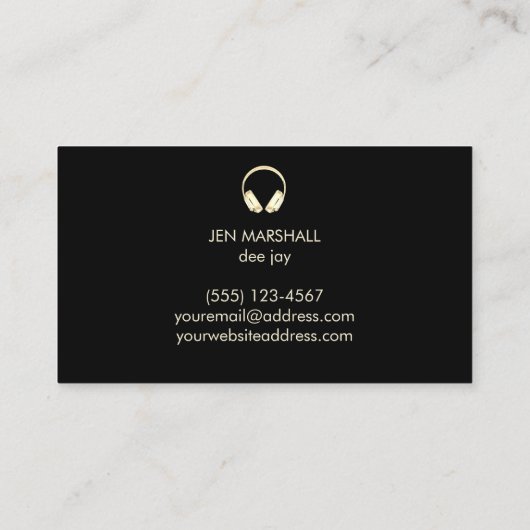 DJ-Kopfhörer für Imitate mit metallischem Effekt Visitenkarte (Rückseite)