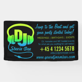 DJ-Kopfhörer grün blau auf schwarzen Werbespots Banner