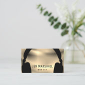 DJ-Kopfhörer mit Goldeffekt Visitenkarte (Stehend Vorderseite)