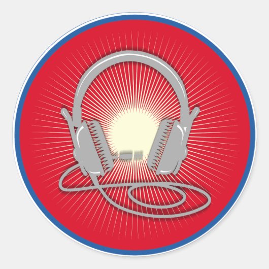 DJ-Kopfhörer-Symbol Runder Aufkleber (Vorderseite)