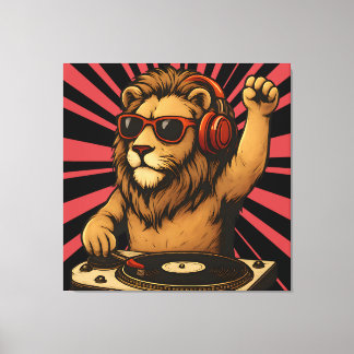 DJ Lion – Coole Retro-Musik Kunst Leinwanddruck