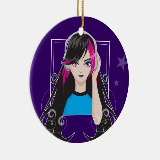 DJ-Mädchen Keramikornament (Rechts)