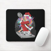 Dj Mädchen mit Regenbogenhaar im Weihnachtsmannanz Mousepad (Mit Mouse)