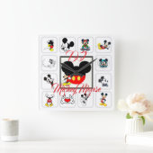 DJ Mickeymouse Quadratische Wanduhr (Zuhause)