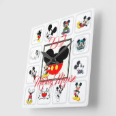 DJ Mickeymouse Quadratische Wanduhr (Winkel)
