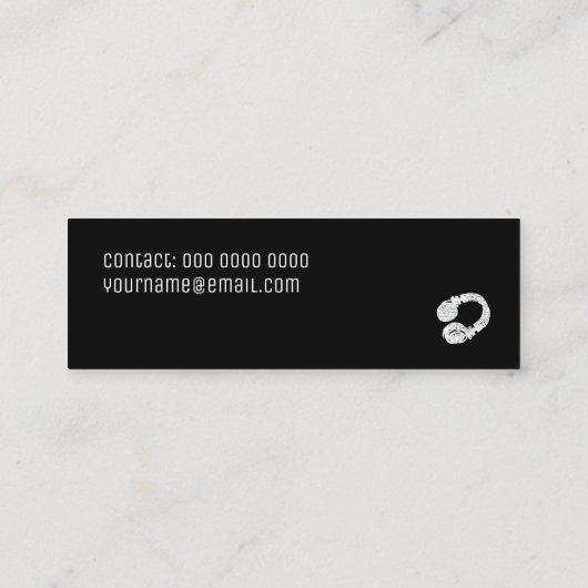 DJ mit minimalistischem Hintergrund Mini Visitenkarte (Rückseite)