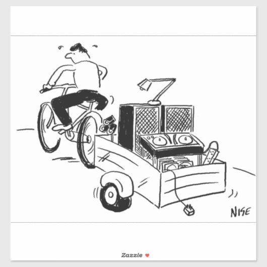 DJ Mobile Disco Record Player Cartoon Aufkleber (Blatt)