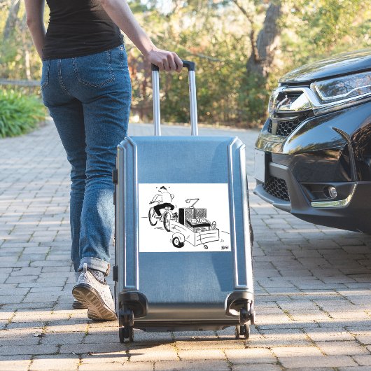 DJ Mobile Disco Record Player Cartoon Aufkleber (Koffer Insitu)