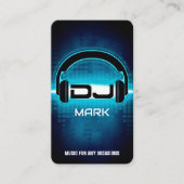 DJ Modern Blue Business Card mit QR-Code Visitenkarte (Vorderseite)