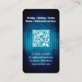 DJ Modern Blue Business Card mit QR-Code Visitenkarte (Rückseite)