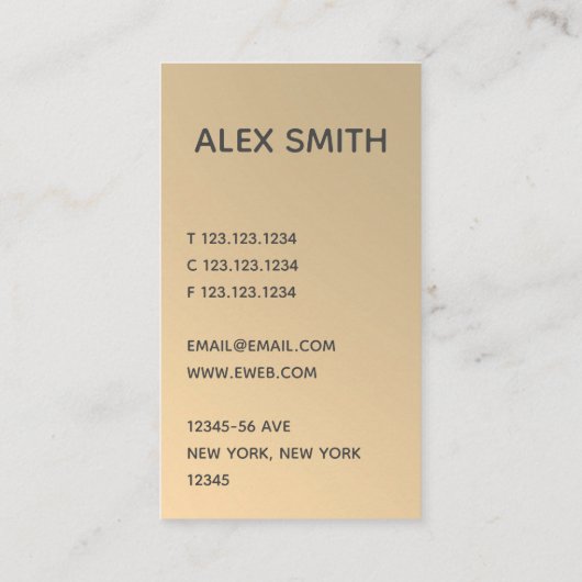 DJ Modern Gold Imitats Minimalistisch 2019 Visitenkarte (Rückseite)