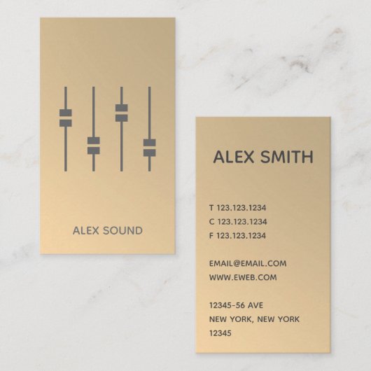 DJ Modern Gold Imitats Minimalistisch 2019 Visitenkarte (Vorne/Hinten)