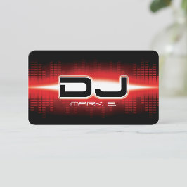 DJ Modern Red Business Card Visitenkarte