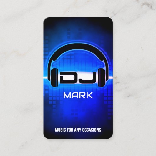 DJ Modern Royal Blue Business Card mit QR-Code Visitenkarte (Vorderseite)