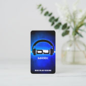DJ Modern Royal Blue Business Card mit QR-Code Visitenkarte (Stehend Vorderseite)