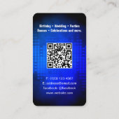 DJ Modern Royal Blue Business Card mit QR-Code Visitenkarte (Rückseite)