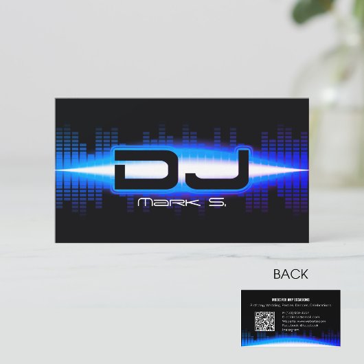 DJ Modern Royal Blue Business Card mit QR-Code Visitenkarte
