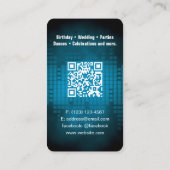 DJ Modern Sky Blue Business Card mit QR-Code Visitenkarte (Rückseite)