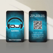 DJ Modern Sky Blue Business Card mit QR-Code