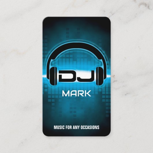 DJ Modern Sky Blue Business Card mit QR-Code Visitenkarte (Vorderseite)
