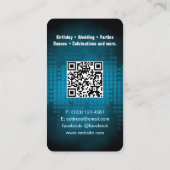 DJ Modern Sky Blue Business Card mit QR-Code Visitenkarte (Rückseite)
