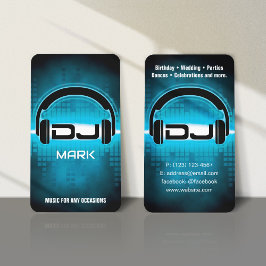 DJ Modern Sky Blue Business Card (Vertikale Karte) Visitenkarte