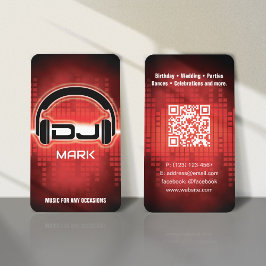 DJ Moderne RED Business Card mit QR-Code Visitenkarte