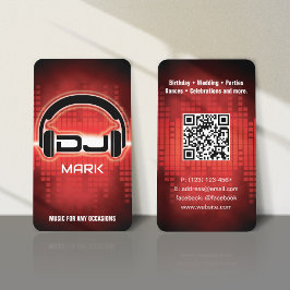 DJ Moderne RED Business Card mit QR-Code Visitenkarte