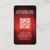 DJ Moderne RED Business Card mit QR-Code Visitenkarte (Rückseite)