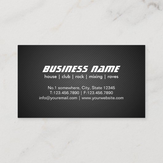 DJ Moderne Turntable Vinyl Recoder Mixer Visitenkarte (Rückseite)