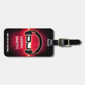 DJ Modernes rotes Gepäckstück mit QR-Code Gepäckanhänger (Vorderseite horizontal)