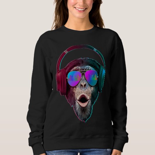 DJ Monkey Disc Jockey Rave-Musik Sweatshirt (Vorderseite)