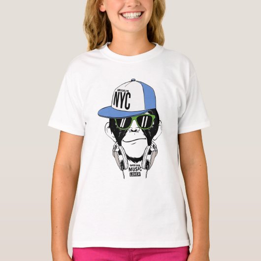 DJ MONKEY lustiger Affe T-Shirt (Vorderseite)