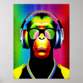 DJ Monkey Music Lover DJ Chimp Spaß Poster (Vorne)