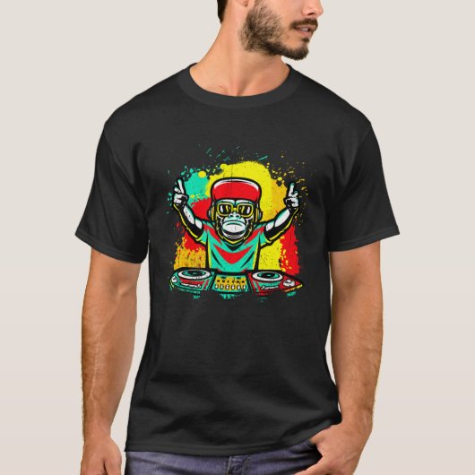 DJ Monkey Music Party Fun Sunglasses Fun Dancing C T-Shirt (Vorderseite)