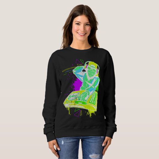 DJ Monkey Music Party Fun Sunglasses Monkey Headph Sweatshirt (Vorne ganz)