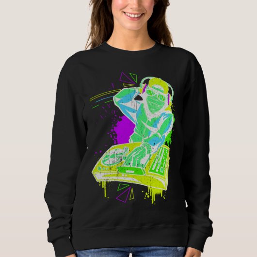 DJ Monkey Music Party Fun Sunglasses Monkey Headph Sweatshirt (Vorderseite)