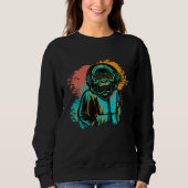 DJ Monkey Music Party Fun Sunglasses Monkey Headph Sweatshirt (Vorderseite)