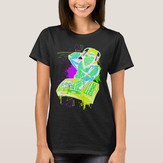 DJ Monkey Music Party Fun Sunglasses Monkey Headph T-Shirt (Vorderseite)