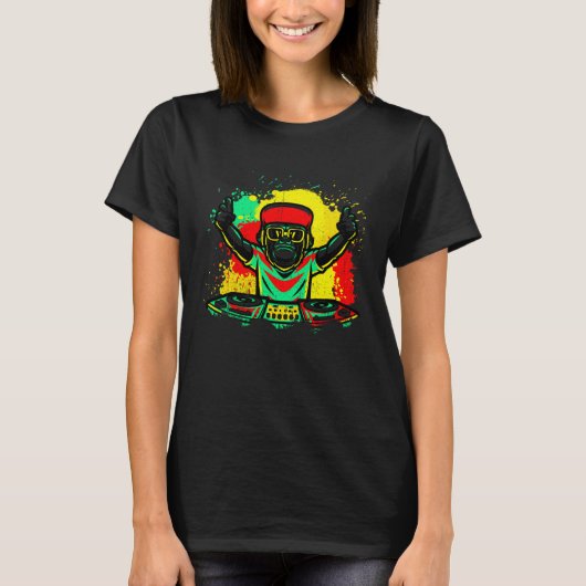 DJ Monkey Music Party Fun Sunglasses Monkey Headph T-Shirt (Vorderseite)