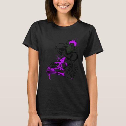 DJ Monkey Music Party Fun Sunglasses Monkey Headph T-Shirt (Vorderseite)