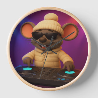 DJ Mouse Wall Uhr | Funny Winter Party Animal De