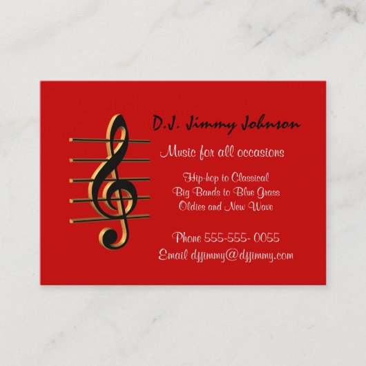 DJ music G clef Business Card Visitenkarte (Vorderseite)