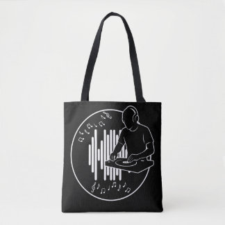 DJ Music Silhouette Black and White Art Tasche