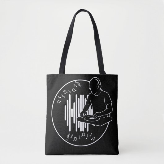 DJ Music Silhouette Black and White Art Tasche (Vorderseite)