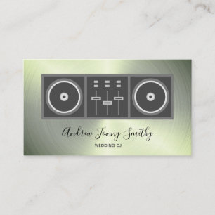 DJ Music Turntable & DJ Mixer Logo - Imitate Metal Visitenkarte