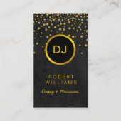 DJ Musician Beruflich Music Teacher Gold Black Visitenkarte (Vorderseite)